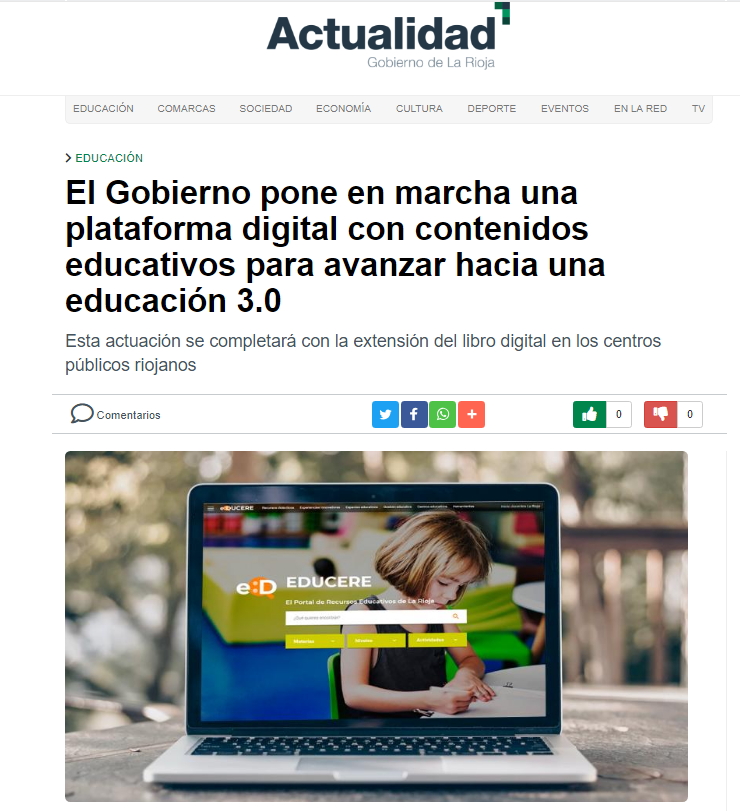 EDUCERE, el nuevo portal de recursos educativos de La Rioja. Press Clipping