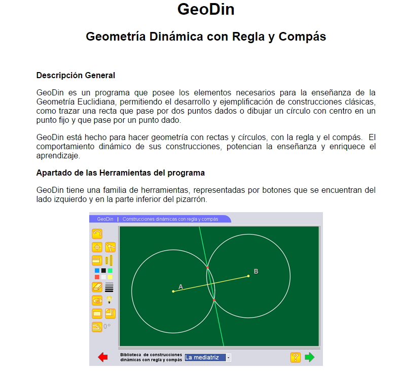 GEODIN: Geometría Dinámica con Regla y Compás (Proyecto Descartes)