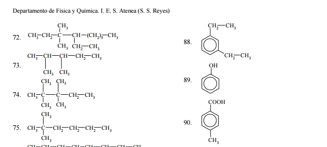 Ejercicios química orgánica (IES Atenea)
