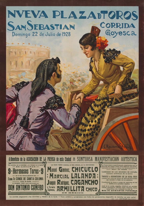 Tirage Citrate Vintage - Corrida à San Sebastian, Espagne, Circa 1898, Format 6x8.5 Cm