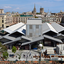 Fachada posterior del mercado de La Boqueria de Barcelona
