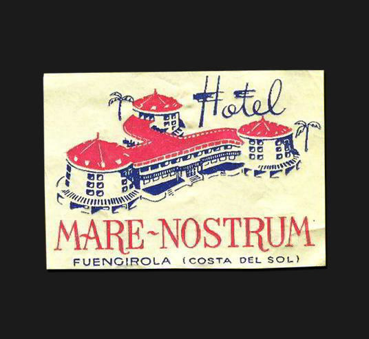 Etiqueta del Hotel Marenostrum, Fuengirola, Málaga.