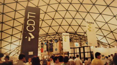 Estructura del Teatro ambulante para festivales de España instalado en la feria Tecnova. Emilio Pérez Piñero