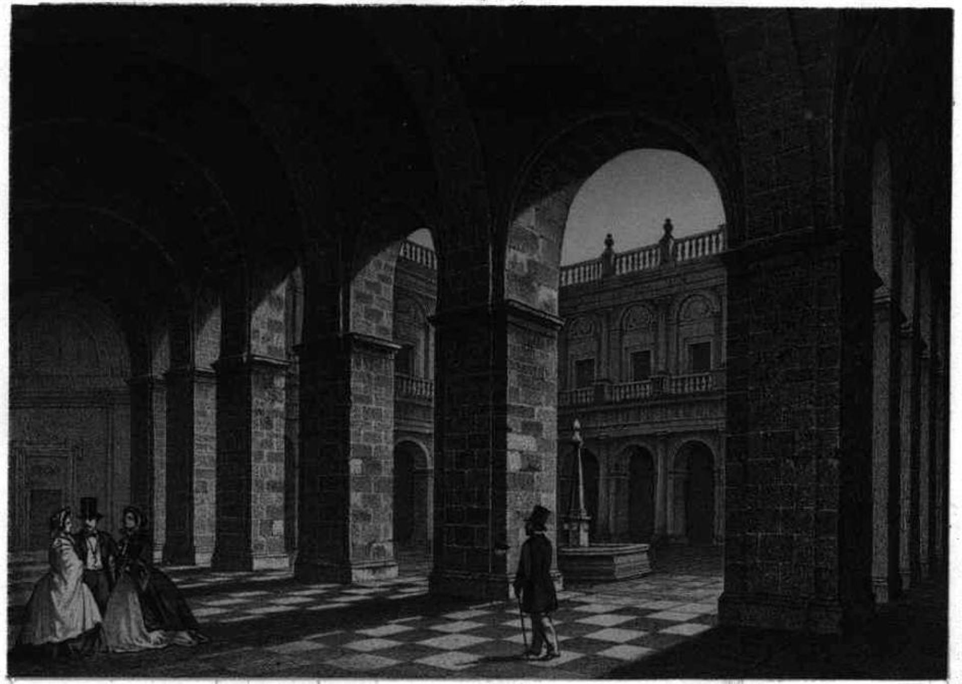 Patio de la lonja de Sevilla, Archivo General de Indias, 1856