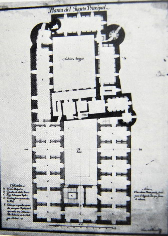 Plano del proyecto de ampliación de la planta principal del Archivo General de Simancas,  Juan de Villanueva, 1785