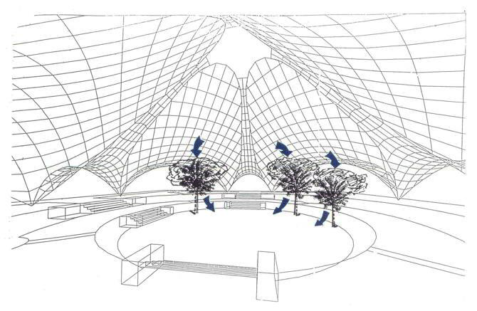 Rotonda bioclimática, Sevilla. Seminario de Arquitectura Bioclimática de la Escuela Técnica Superior de Arquitectura de Sevilla, liderado por el arquitecto Jaime López de Asiain