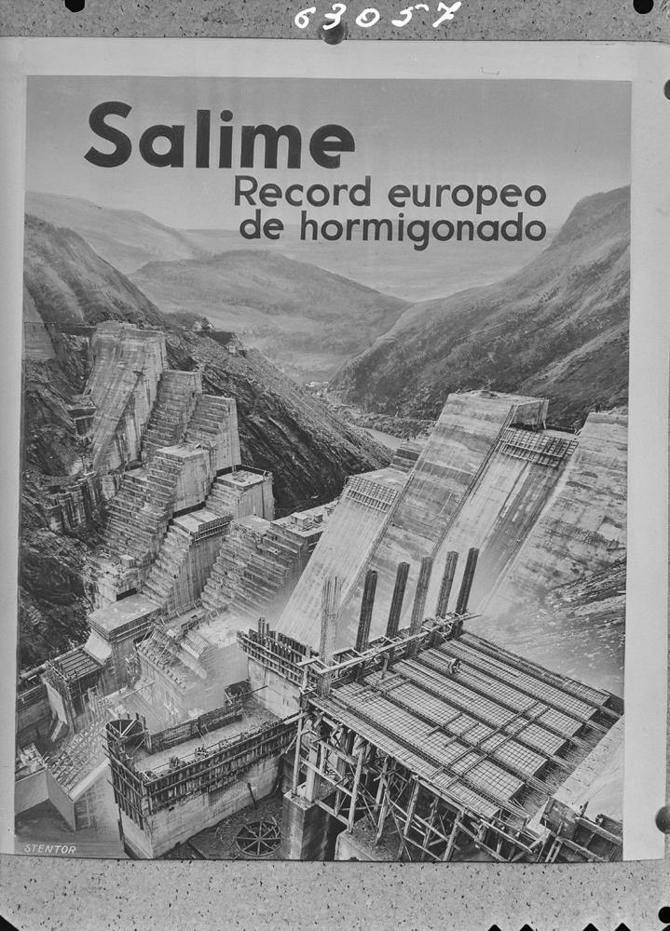 Cartel publicitario. Central y salto de Grandas de Salime, Asturias. Joaquín Vaquero Palacios