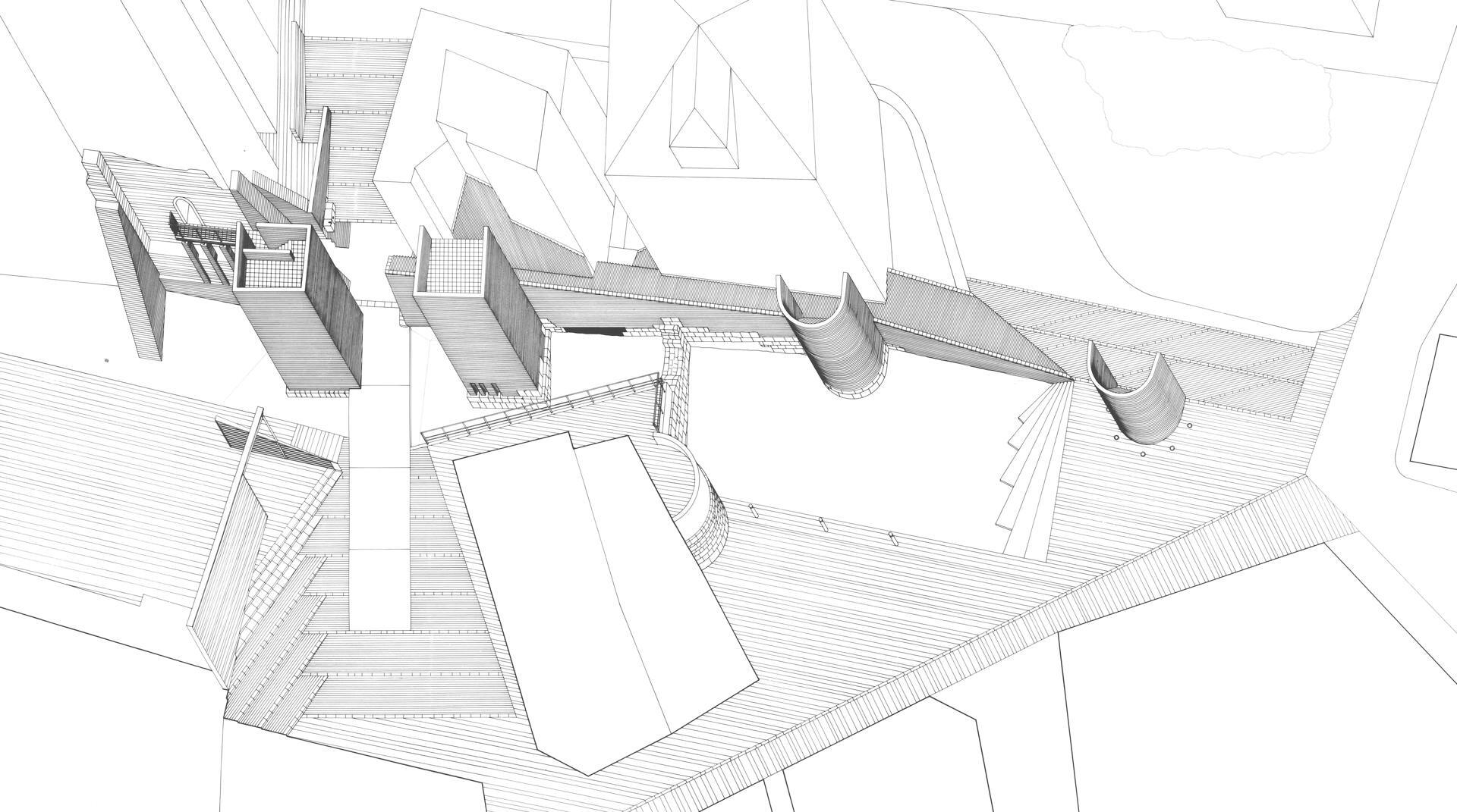Rehabilitación de la Zona Arqueológica (Torre del reloj y Muralla Romana) y Edificio para Archivo Municipal. Fernando Nanclares y Francisco Pol con Nieves Ruiz y Jesús Menéndez