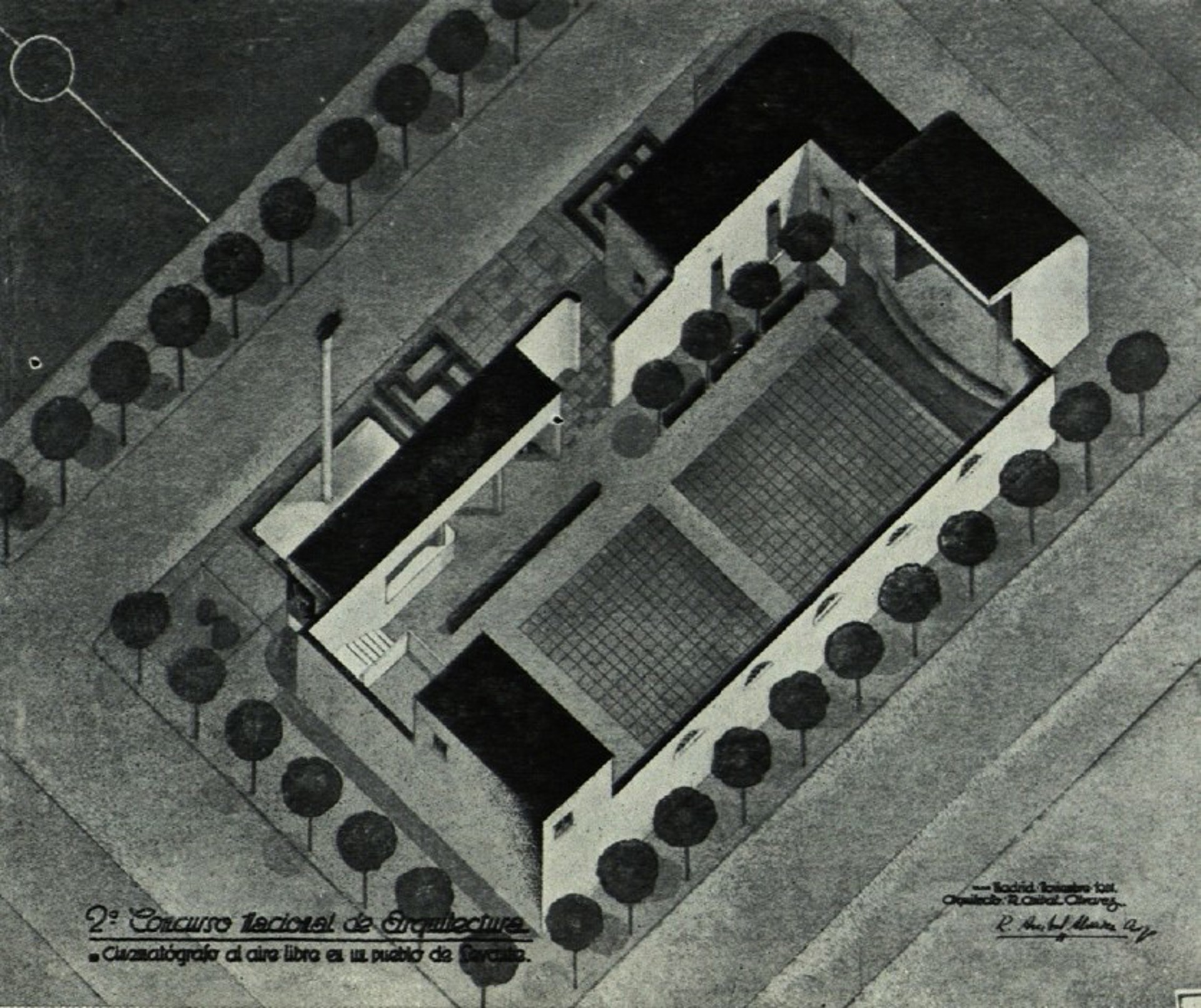  Cinematógrafo al aire libre en un pueblo de Levante