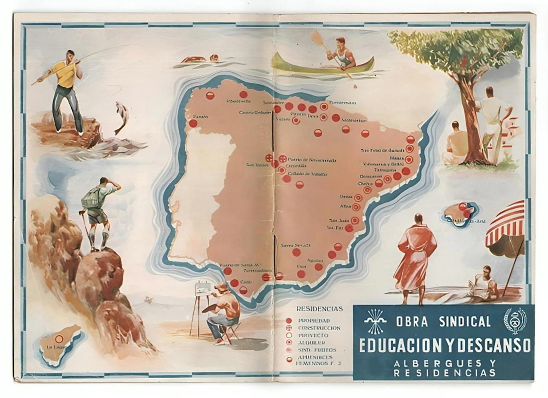 Folleto promocional de la Obra Sindical de Educación y Descanso