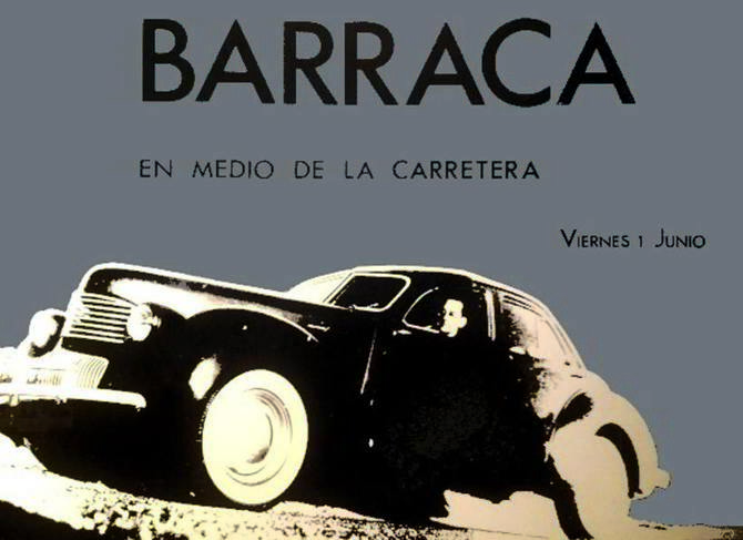 Barraca. En medio de la carretera. Taller de Armando Silvestre y Elisa Ayala, serigrafía, ca. 1985