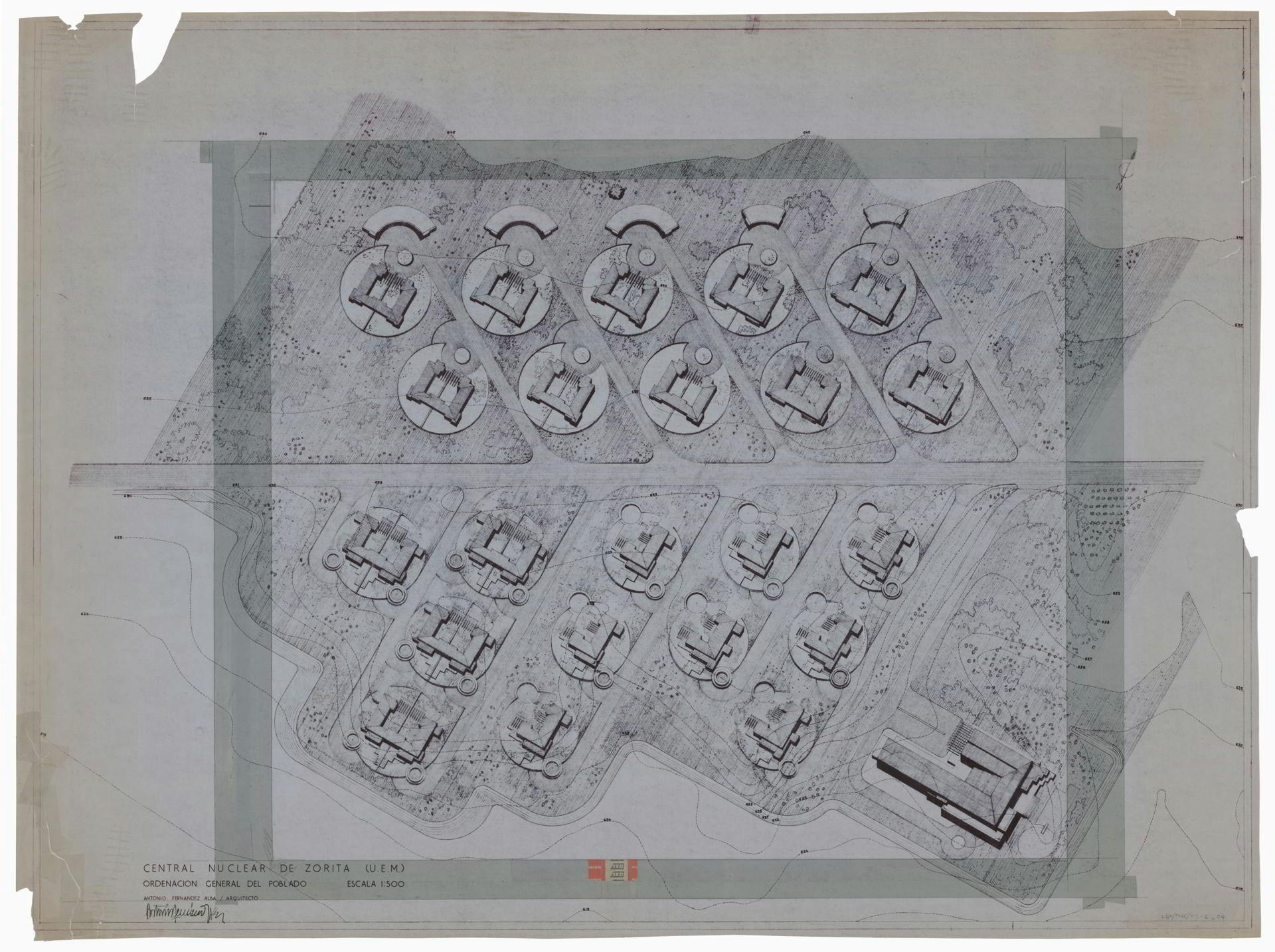 Ordenación general del poblado de la central nuclear de José Cabrera, Almonacid de Zorita, Guadalajara. Antonio Fernández Alba