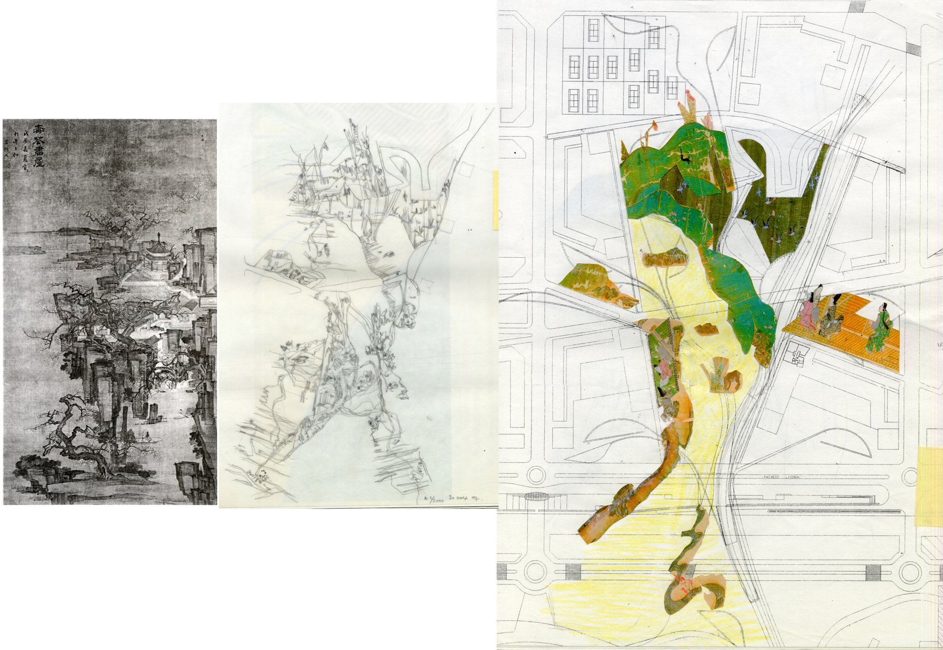 Collage generativo de las geometrías del parque Diagonal Mar