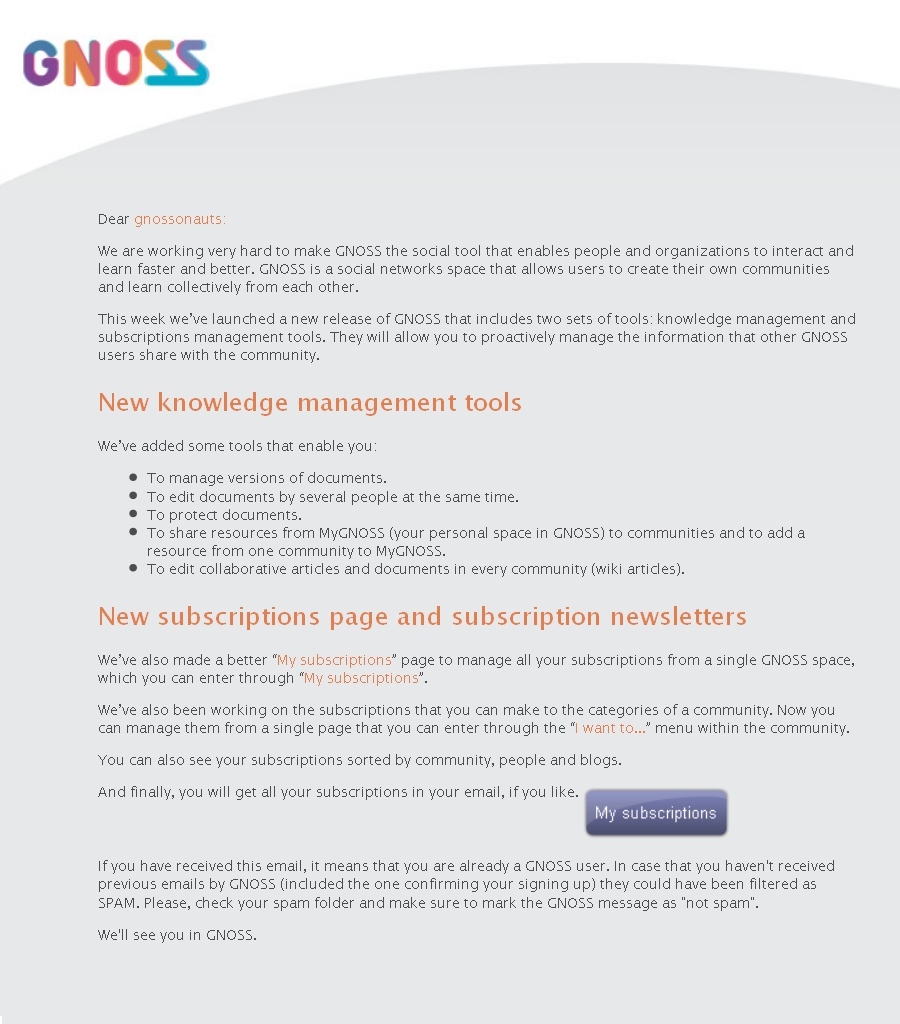 NEWSLETTER-WE HAVE A NEW RELEASE OF GNOSS! FIND OUT ITS IMPROVEMENTS