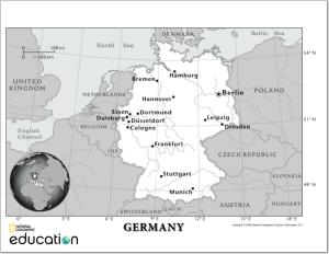Mapa de ríos de Alemania. National Geographic