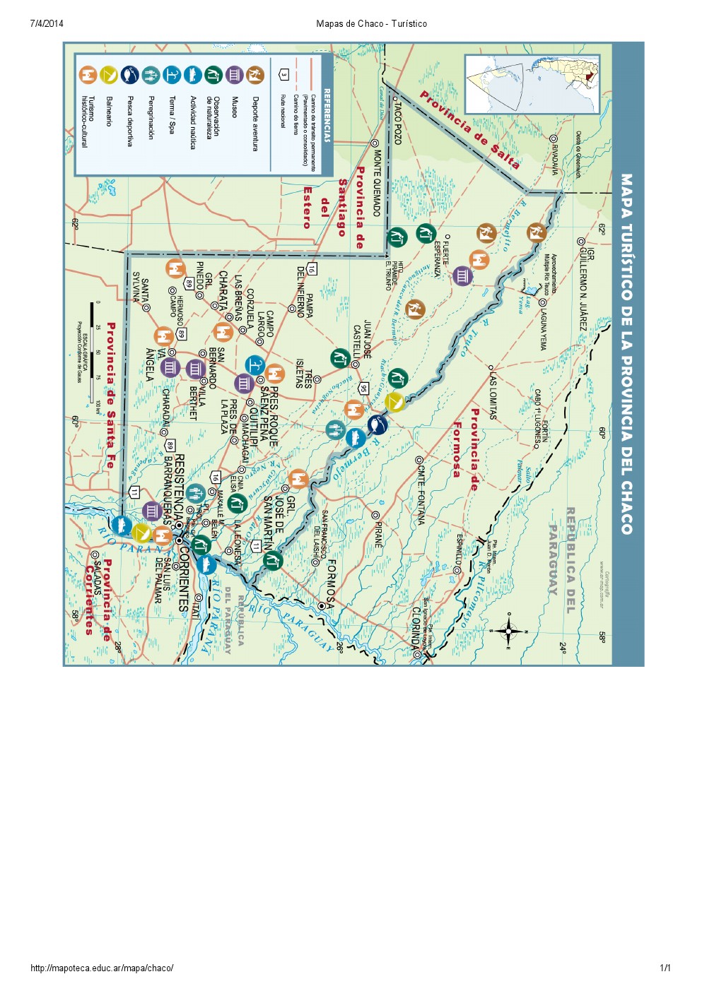 Mapa turístico del Chaco. Mapoteca de Educ.ar