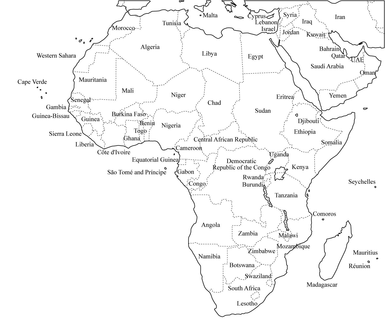 Mapa de países de África. Freemap