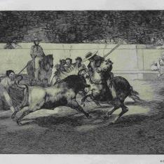 El esforzado Rendon picando un toro, de cuya suerte murió en la plaza de Madrid.