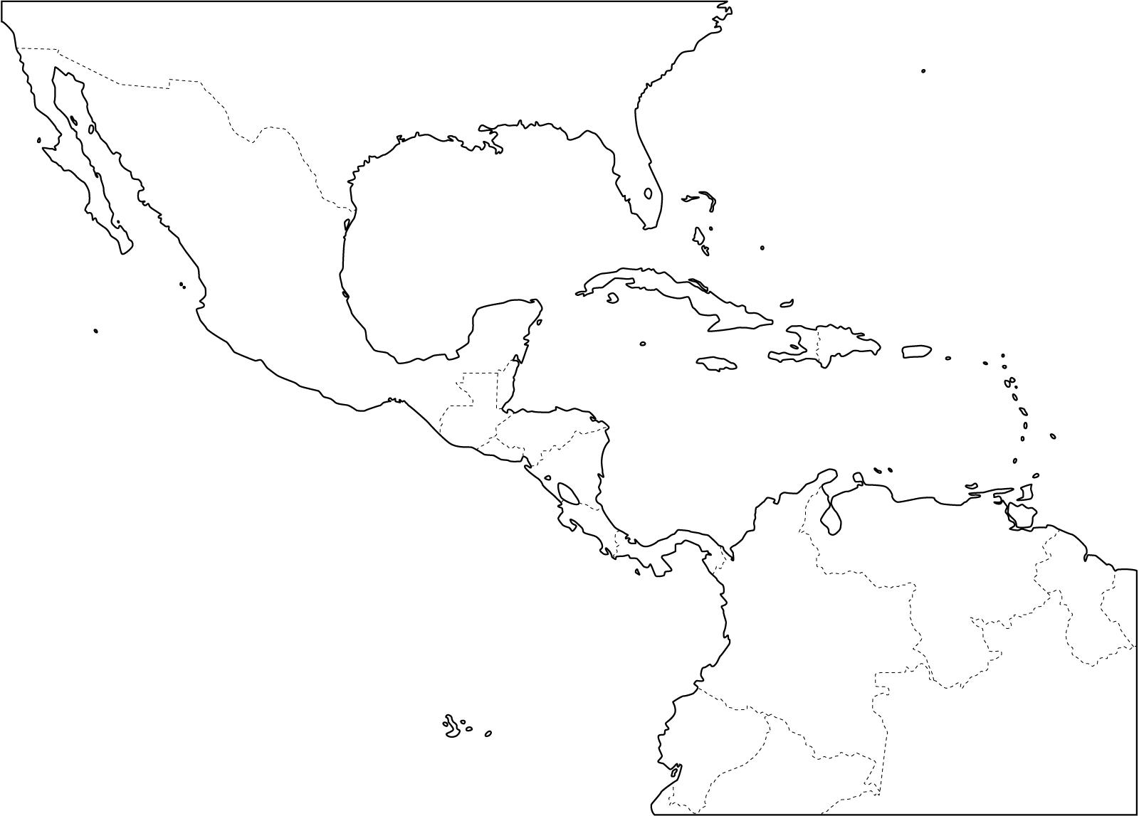 Mapa político mudo de América Central para imprimir Mapa de países de América  Central. Freemap - Interactive Maps