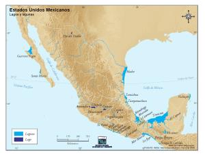 Mapa de lagos de México. INEGI de México