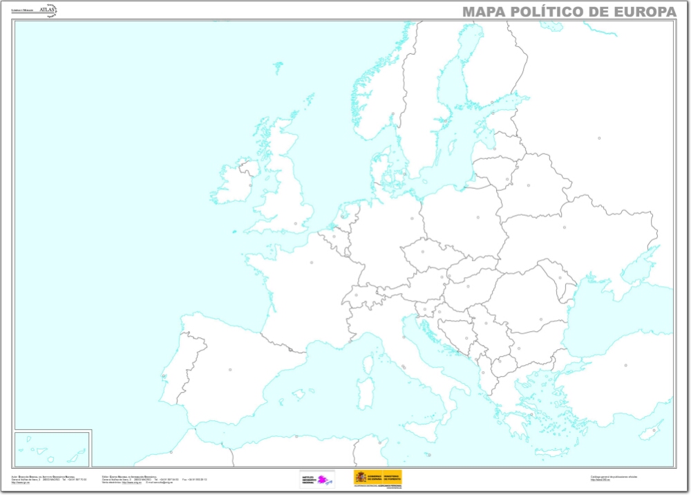 Mapa Político Mudo De Europa Mapa De Países Y Capitales De Europa Ign B39 8579