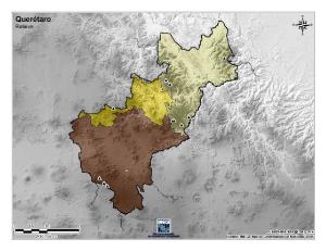 Mapa mudo de montañas de Querétaro. INEGI de México