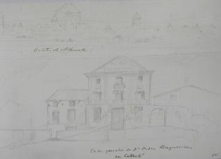 Apuntes: vista de Albacete y casa-posada de don Pedro Baqueriza, en Collbató