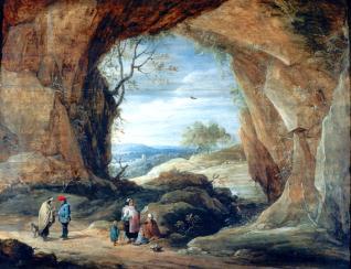 Campesinos a la entrada de una gruta / La Buenaventura