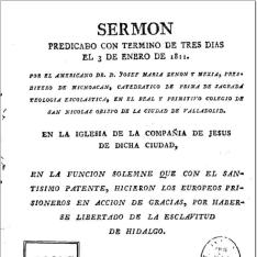 Sermon predicado con termino de tres dias el 3 de enero de 1811