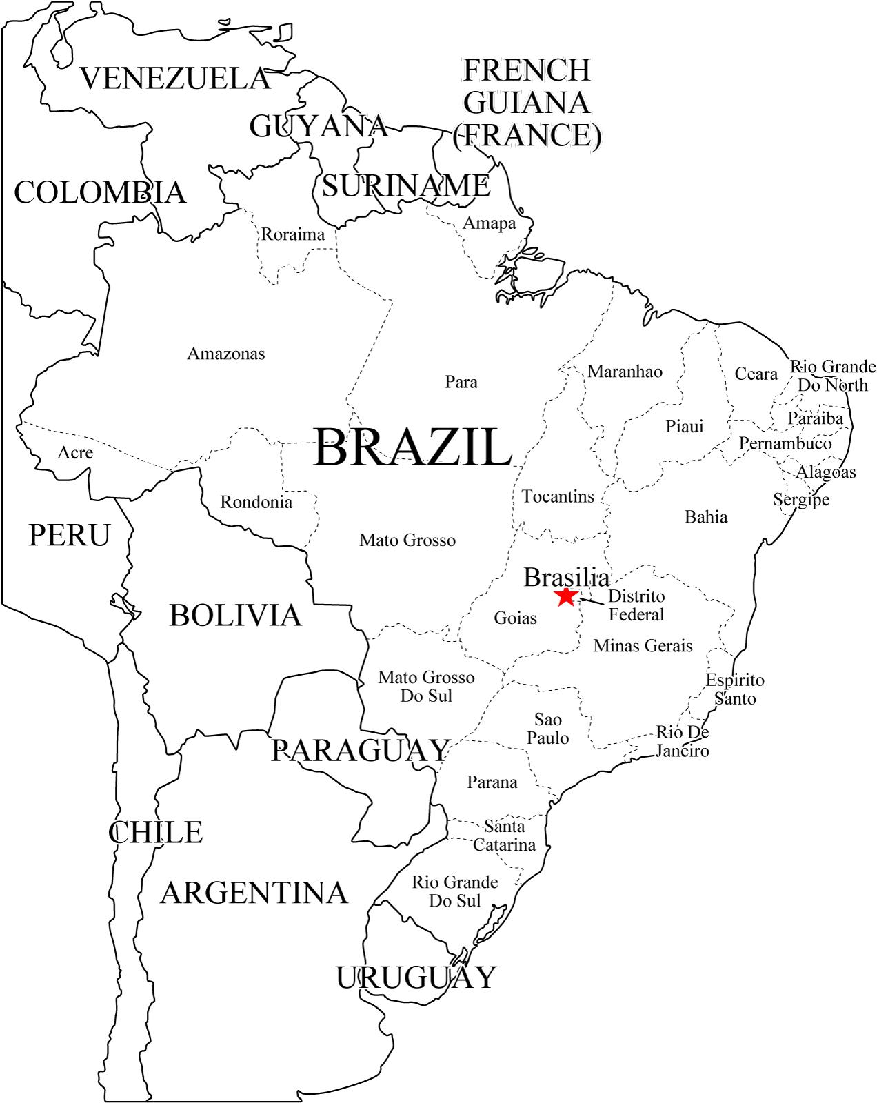 Mapa de estados de Brasil. Freemap