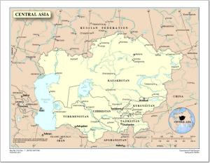 Mapa de países y capitales de Asia Central. Naciones Unidas