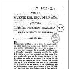 Muerte del escudero Aza, atentada por el Pensador Mexicano en la Imprenta de Cabrera