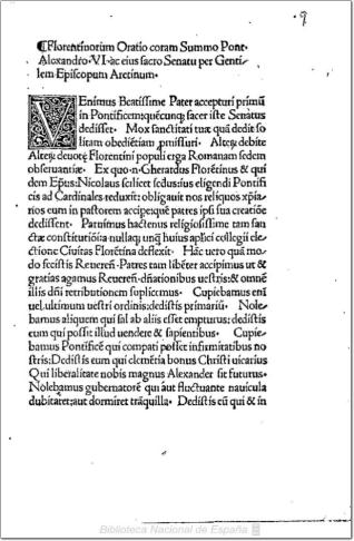 Oratio Florentinorum coram Alexandro VI. habita