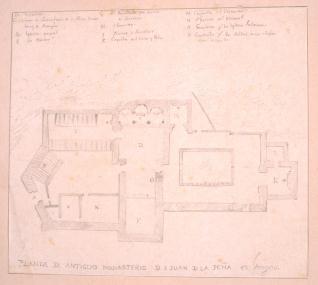 Plano de la planta principal del monasterio de San Juan de la Peña (Huesca)