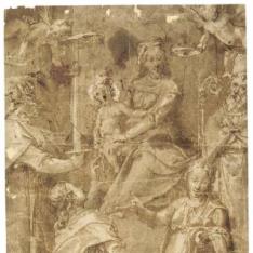 La Virgen y el Niño con Santa Catalina, Santa Agueda, San Pablo y un santo obispo