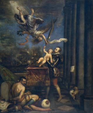 Felipe II, después de la Victoria de Lepanto, ofrece al Cielo al príncipe don Fernando