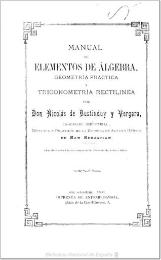 Manual de elementos de álgebra, geometría práctica y trigonometría rectilínea