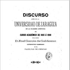 Discurso leido en la Universidad de Zaragoza en la solemne apertura del curso académico de 1895 a 1896