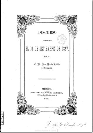 Discurso pronunciado en la Alameda de la ciudad de México, el día 16 de septiembre de 1857