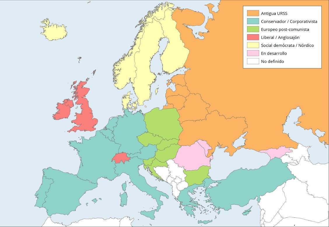 Mapa de Europa: Estado del Bienestar en Europa. Learn Europe