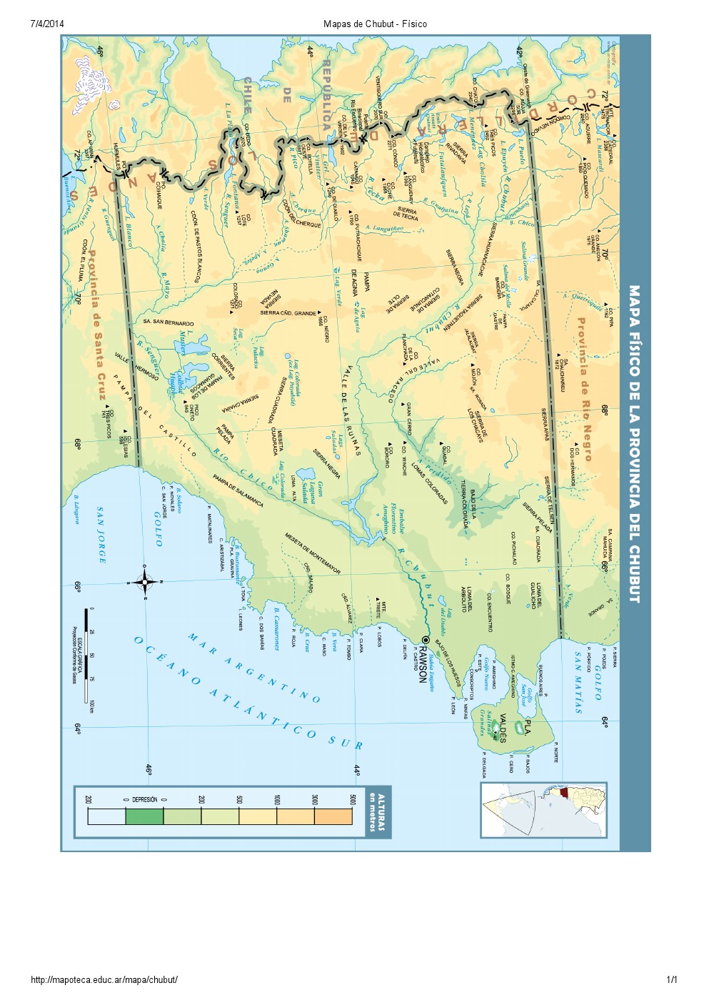 Mapa de ríos del Chubut. Mapoteca de Educ.ar