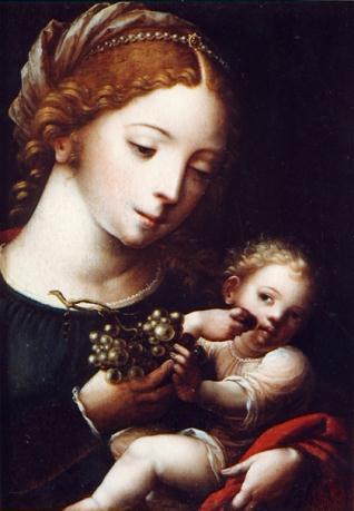 La Virgen y el Niño con un racimo de uvas