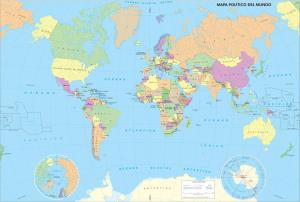 Mapa de países y capitales del Mundo.