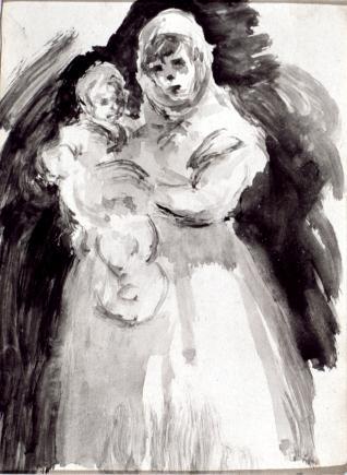 Mujer con niño en brazos