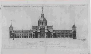 Cuarto Diseño, Sección transversal del templo, del patio del palacio y del Patio de los Evangelistas