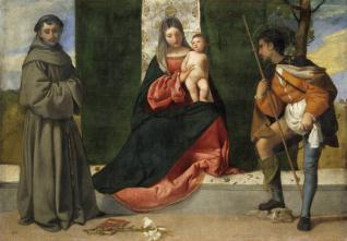 La Virgen con el Niño, entre San Antonio de Padua y San Roque