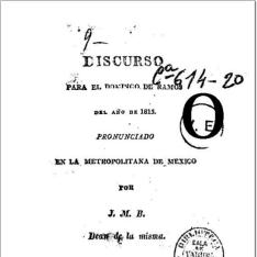 Discurso para el Domingo de Ramos del año de 1815 pronunciado en la Metropolitana de México