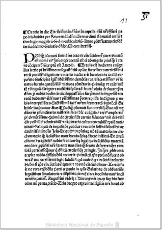 Oratio in die Circumcisionis anno 1484