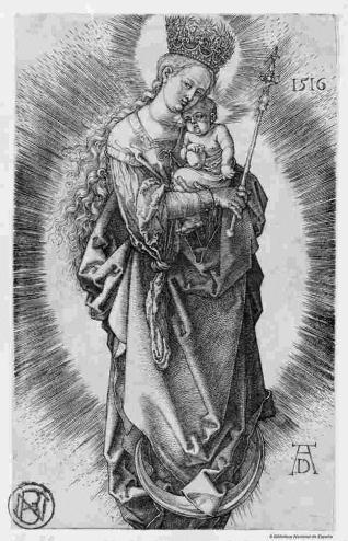 La Virgen con corona de estrellas y un cetro
