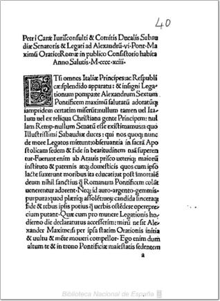 Oratio ad Alexandrum VI. nomine Caroli II. ducis Sabaudiae habita